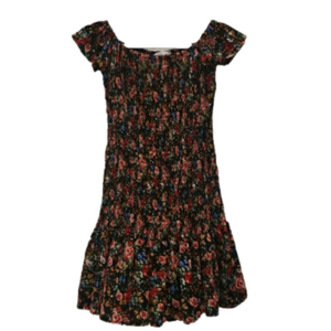 SAXX Moda Stretch Bubble Mini Dress Black with Floral S-M